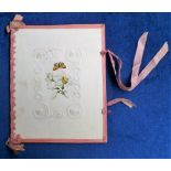 Ephemera, Ladies desk folder circa 1815 made of 2 blind embossed cards by Dobbs with hand painted