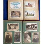 Postcards, 2 vintage albums containing a mixed selection of cards, one with approx. 240 cards inc.