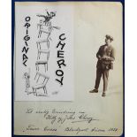 Signed Ephemera, Lucy Morton Collection, signed album page showing advertising card for 'Original