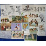 Postcards, a selection of 25 cards of Pigs, mostly greetings, including Tuck published no 1828 (