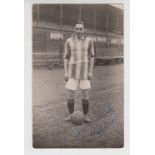 Football autograph, Stoke City, b/w photographic postcard showing 1920's player B. Whitehurst in