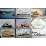 Postcards, Shipping, mixed selection of 25 cards inc. artist drawn Naval shipping line
