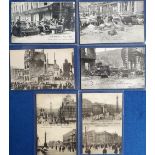 Postcards, Ireland, Sinn Fein Irish Rebellion May 1916, 6 printed cards inc. 4 street scenes showing