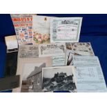 Ephemera, mixed selection of items 1800's onwards inc. decorative Victorian photo album (empty),