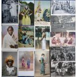 Postcards, a collection of appro 68 Foreign ethnic cards including ways of life, natives, customs,