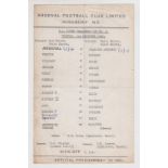 Football programme, Arsenal v Charlton 3 Dec 1968 FA Youth Cup, single sheet, (sof some creasing) (