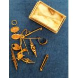 Scrap Gold, a quantity of 9ct and 18ct scrap gold approx. weight 13.85g inc. stones and pins