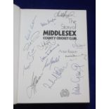 Cricket autographs, book 'The Story of Middlesex County Cricket Club' by Anton Rippon, First edition