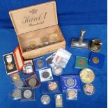 Collectables, selection of coins, medallions, medals etc inc. 1937 Coronation medals inc. Rowntree