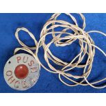 Transport, London Trolley Bus metal bell push with wires, 1960'S? (sl worn gen gd)