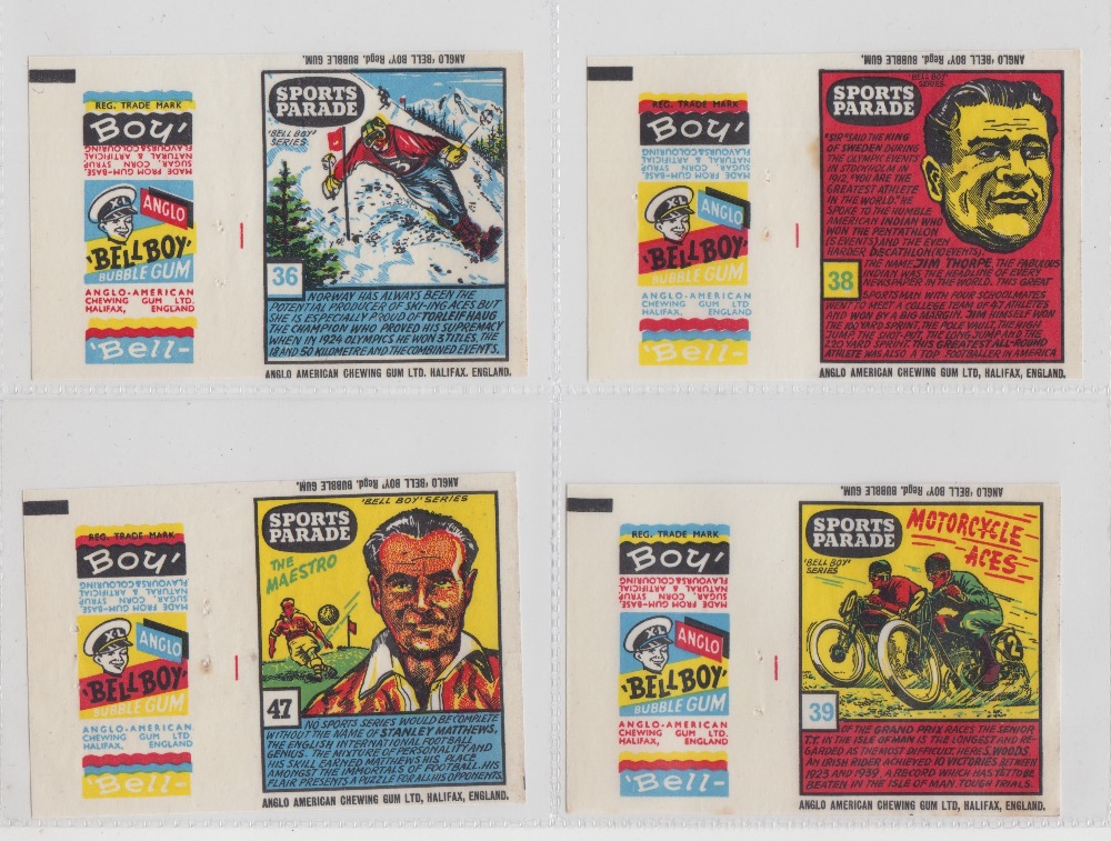 Trade issue, Anglo American Chewing Gum, Sports Parade, wax wrappers, (28/40), all uncut &