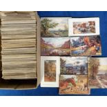 Postcards, a box of approx. 600 cards published by Tuck from a wide range of series including