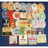 Beer labels, a mixed selection of 30 U.K labels (4 with contents) various shapes, sizes and