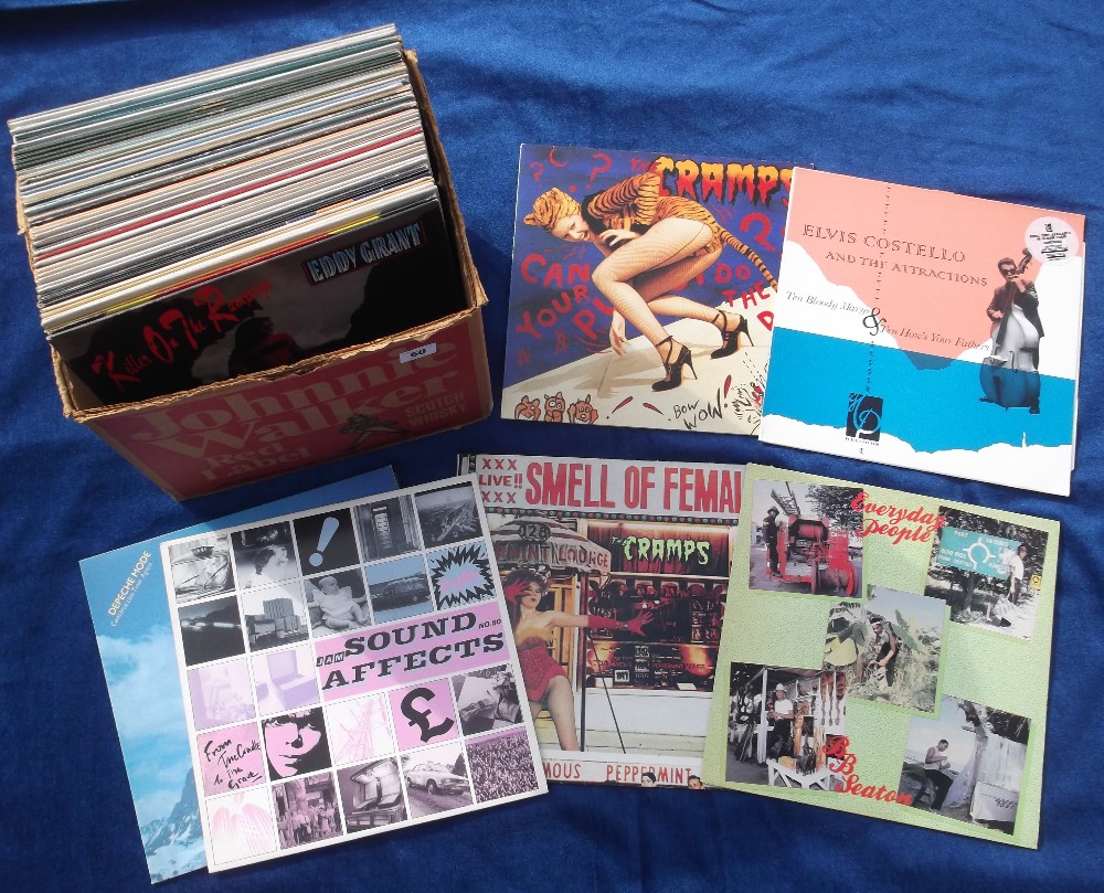 Vinyl Records, 50+ albums and 12" singles, various genres, reggae, new wave, rock etc, includes demo