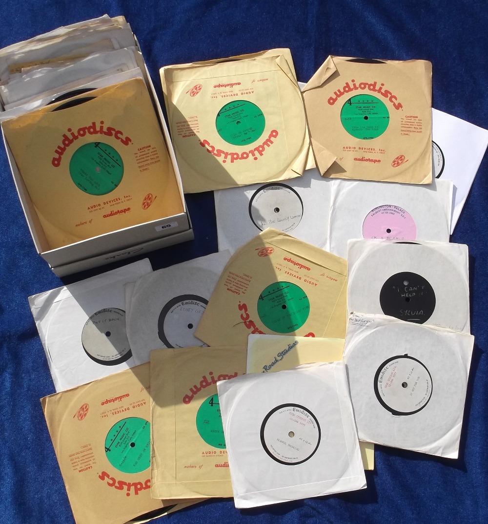 Vinyl Records, a selection of 50+ test pressings, most have song title on label, a few with artist