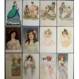 Postcards, Tony Warr Collection, a similar mix of 19 early glamour cards all published by Meissner