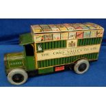 Toy, A Chad Valley Tinplate Clockwork Delivery Van, detailed tinprinted body with 'CV10032'