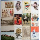 Postcards, Military, a mixed military selection of 48 cards including artist-drawn portraits of