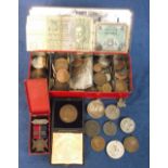 Coins / Medals etc, selection of GB copper coins plus a few foreign, also a Royal Horticultural