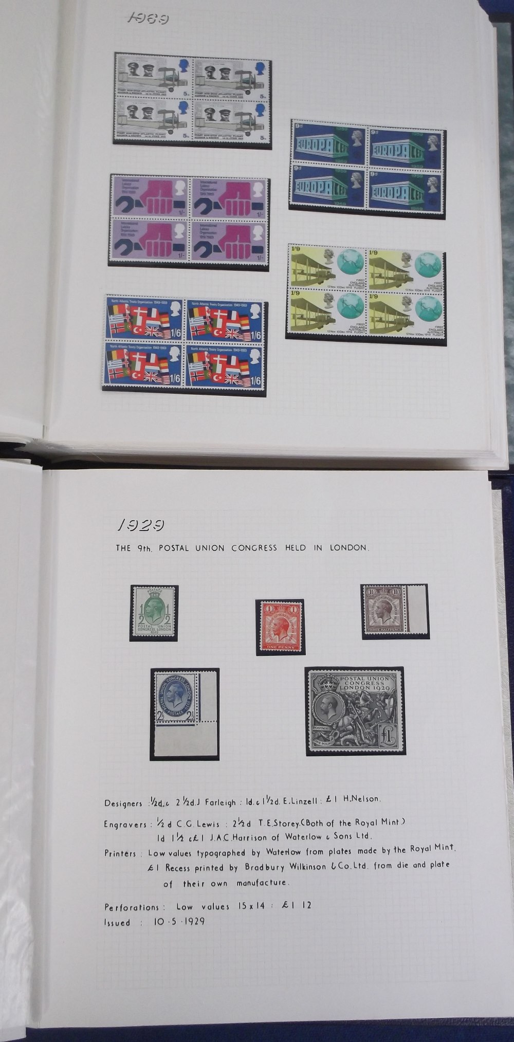 Stamps, GB, a collection of mint stamps 1924-1980 in 2 blue albums with slip cases containing 1924/5 - Image 4 of 4