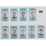 Cigarette cards, Cope's, Noted Footballers (Clip's, 500 subjects), St Helens, 9 cards, nos 346-354