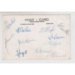 Football autographs, Portsmouth FC, photographic teamgroup postcard dated 1948/9 with 11 ink