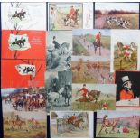 Postcards, Tony Warr Collection, Hunting, an artist drawn collection of 49 cards showing Hunting