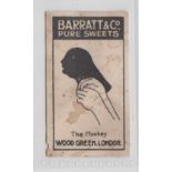 Trade card, Barratt's, Shadowgraphs, type card, The Monkey (some staining, fair/gd) (1)