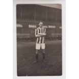 Football autograph, Stoke City, b/w photographic postcard showing 1920's player A. Watkin in front