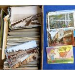 Postcards, a box of approx. 600 mixed age postcards, inc. vintage RP cards of Shoreham Camp,