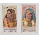 Trade cards, Switzerland, Sprungli, 2 type cards, Head Dresses of the World, Indian & Jewish (gen