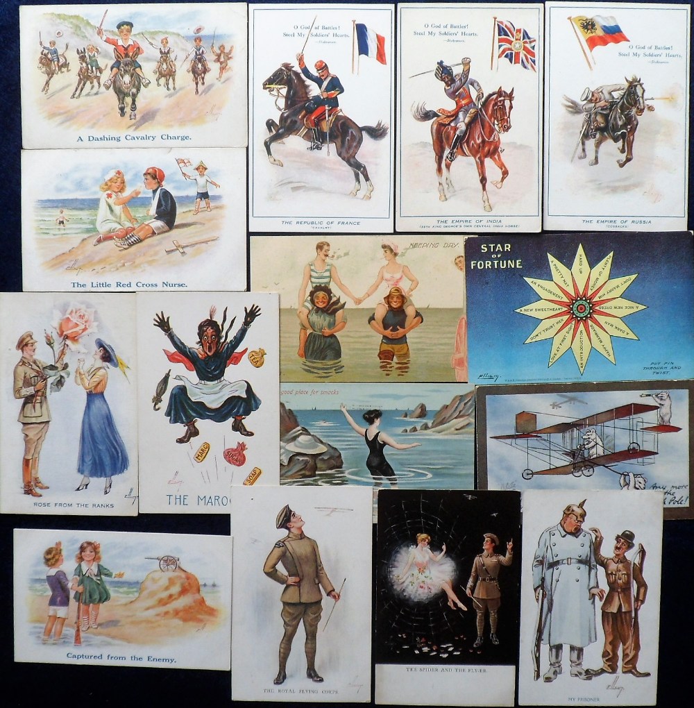Postcards, Tony Warr Collection, a good selection of 34 comic cards illustrated by Ellam including