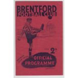 Football Programme, Brentford v Leeds United, 18th March 1939, Division 1 (gd)