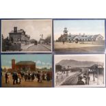 Postcards, Ireland, 4 Irish Railway stations, RP of Bray interior, printed Bangor & Port Rush