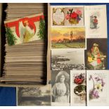 Postcards, a collection of approx. 600 subject cards inc. actresses, exhibitions, greetings,