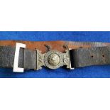 Militaria, Buckinghamshire Battalion leather belt (all metal parts in good condition, leather strong