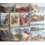 Postcards, a collection of approx. 150 artist-drawn topographical cards inc. Quinton, Jotter,