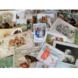 Tony Warr Collection, Ephemera, 40+ Victorian and Early 20thC Greetings Cards featuring dogs to