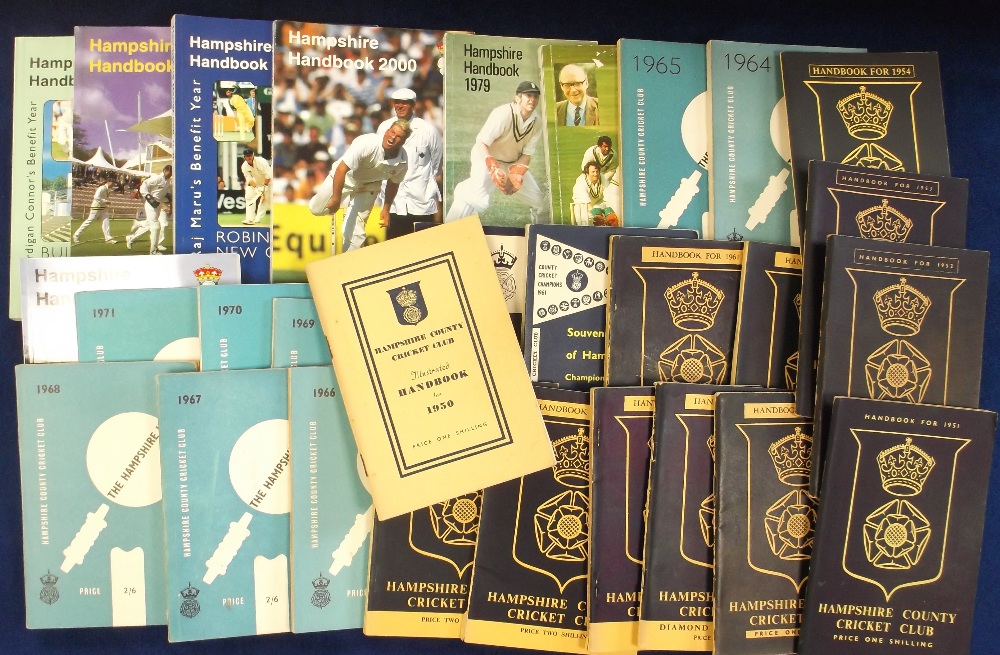 Cricket, Hampshire CCC, a collection of various items inc. handbooks 1950 - 1971 complete run,