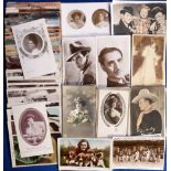 Postcards, a theatre and cinema star mix of approx. 130 cards inc. RP's of Harry Lauder, Camille
