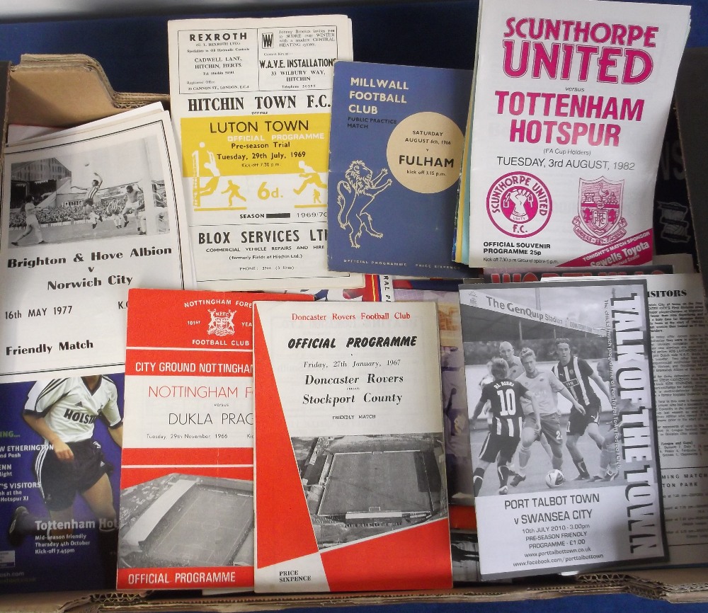Football programmes, a collection of approx. 300 friendly match programmes mostly 1960's onwards,