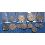 Coins, copper selection of mostly GB coins, George 1 to Queen Victoria inc. George 3rd cartwheel