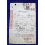 Postal History / Ephemera, Siam (Thailand), scarce legal document dated with Thai calendar date of