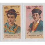 Cigarette cards, Argentina, Dupre, 2 type cards, Head Dresses of Various Nations no 4 & World's
