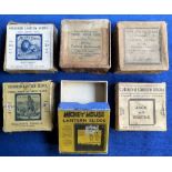 Glass Lantern Slides, 4 complete sets of coloured glass lantern slides circa 1900 comprising Aesop's