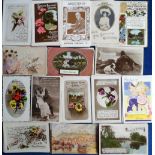 Postcards, a selection of approx. 200 greetings cards and artist drawn cards of children. Artists