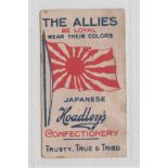 Trade card, Hoadley's, Flags of the Allies, type card, 'Japanese' plain back (slightly grubby,