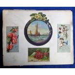 Tony Warr Collection, Ephemera, Victorian and Later Scrap Album Pages 35+ loose album pages mostly