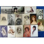 Postcards, Glamour selection of 70+ cards inc. 43 art cards, noted, Bianchi (2), Harrison Fisher (