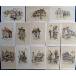 Postcards, a collection of 70+ artist-drawn U.K. topographical sketches by Marjorie Bates, locations